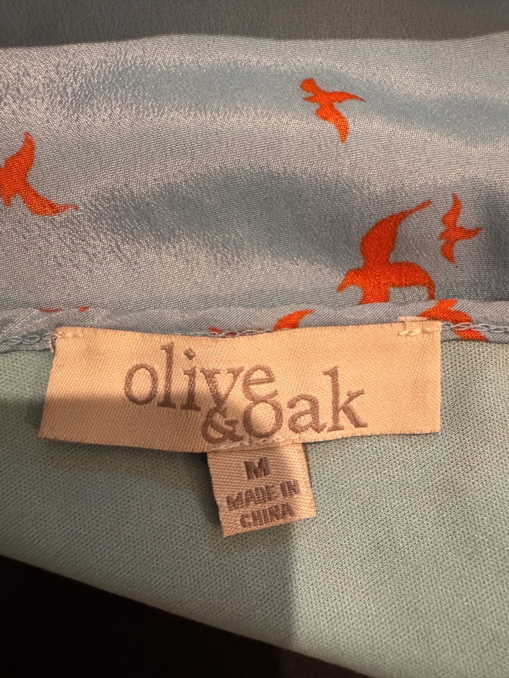 Olive & Oak Light Blue Sleeveless V-Neck Mini Dress with Orange Bird Print - Picture 5 of 10